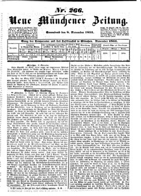 Neue Münchener Zeitung (Süddeutsche Presse) Samstag 8. November 1851