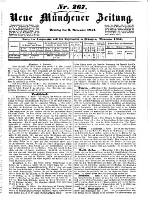 Neue Münchener Zeitung (Süddeutsche Presse) Sonntag 9. November 1851