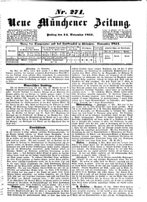 Neue Münchener Zeitung (Süddeutsche Presse) Freitag 14. November 1851