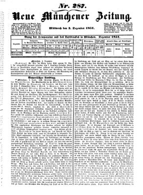 Neue Münchener Zeitung (Süddeutsche Presse) Mittwoch 3. Dezember 1851