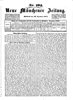 Neue Münchener Zeitung (Süddeutsche Presse) Mittwoch 10. Dezember 1851