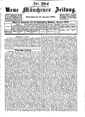 Neue Münchener Zeitung (Süddeutsche Presse) Donnerstag 11. Dezember 1851