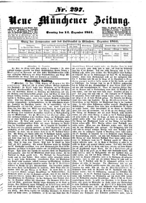 Neue Münchener Zeitung (Süddeutsche Presse) Sonntag 14. Dezember 1851