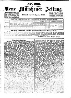 Neue Münchener Zeitung (Süddeutsche Presse) Mittwoch 17. Dezember 1851