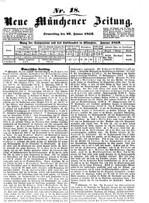 Neue Münchener Zeitung (Süddeutsche Presse) Donnerstag 22. Januar 1852