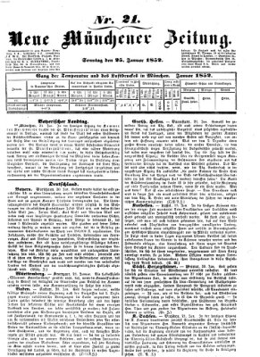 Neue Münchener Zeitung (Süddeutsche Presse) Sonntag 25. Januar 1852