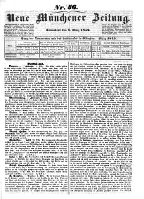 Neue Münchener Zeitung (Süddeutsche Presse) Samstag 6. März 1852