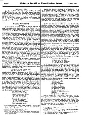 Neue Münchener Zeitung (Süddeutsche Presse) Montag 15. März 1852