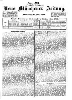 Neue Münchener Zeitung (Süddeutsche Presse) Mittwoch 17. März 1852