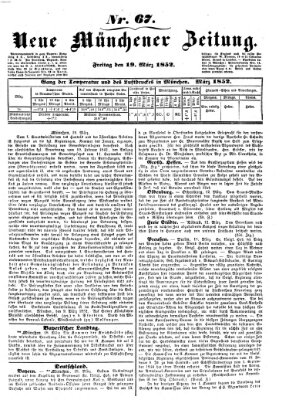 Neue Münchener Zeitung (Süddeutsche Presse) Freitag 19. März 1852