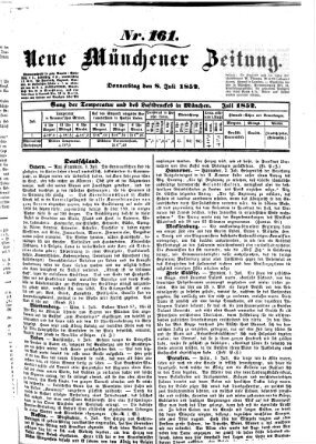 Neue Münchener Zeitung (Süddeutsche Presse) Donnerstag 8. Juli 1852