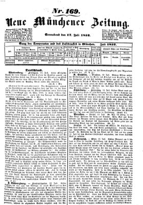 Neue Münchener Zeitung (Süddeutsche Presse) Samstag 17. Juli 1852