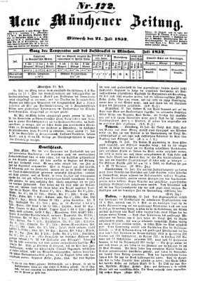 Neue Münchener Zeitung (Süddeutsche Presse) Mittwoch 21. Juli 1852