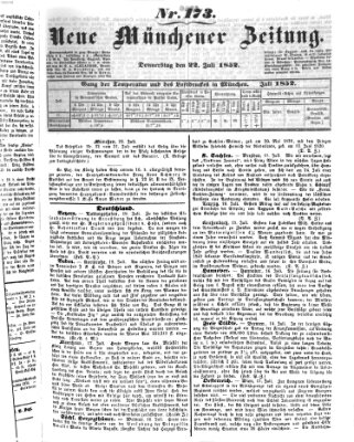 Neue Münchener Zeitung (Süddeutsche Presse) Donnerstag 22. Juli 1852