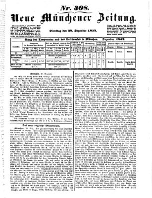 Neue Münchener Zeitung (Süddeutsche Presse) Dienstag 28. Dezember 1852