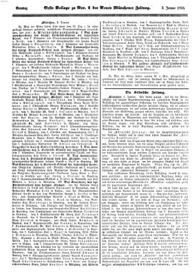 Neue Münchener Zeitung (Süddeutsche Presse) Sonntag 2. Januar 1853