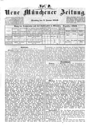 Neue Münchener Zeitung (Süddeutsche Presse) Dienstag 4. Januar 1853