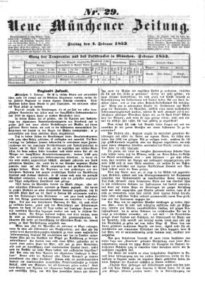 Neue Münchener Zeitung (Süddeutsche Presse) Freitag 4. Februar 1853