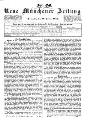 Neue Münchener Zeitung (Süddeutsche Presse) Donnerstag 10. Februar 1853