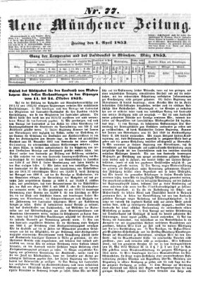 Neue Münchener Zeitung (Süddeutsche Presse) Freitag 1. April 1853