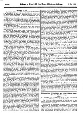 Neue Münchener Zeitung (Süddeutsche Presse) Montag 2. Mai 1853