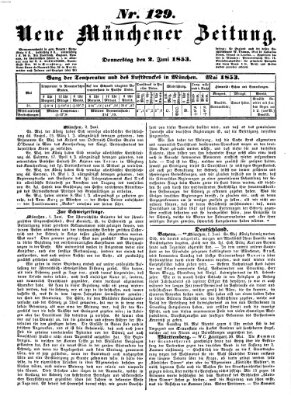 Neue Münchener Zeitung (Süddeutsche Presse) Donnerstag 2. Juni 1853