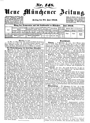 Neue Münchener Zeitung (Süddeutsche Presse) Freitag 24. Juni 1853