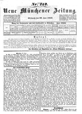 Neue Münchener Zeitung (Süddeutsche Presse) Mittwoch 29. Juni 1853