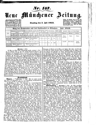 Neue Münchener Zeitung (Süddeutsche Presse) Dienstag 5. Juli 1853