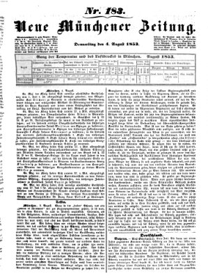 Neue Münchener Zeitung (Süddeutsche Presse) Donnerstag 4. August 1853