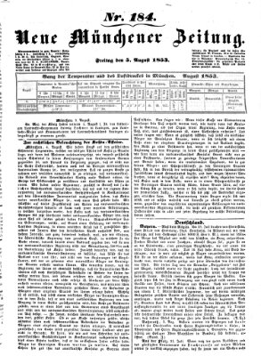 Neue Münchener Zeitung (Süddeutsche Presse) Freitag 5. August 1853