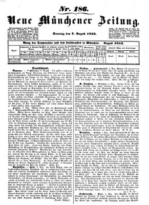 Neue Münchener Zeitung (Süddeutsche Presse) Sonntag 7. August 1853