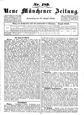 Neue Münchener Zeitung (Süddeutsche Presse) Donnerstag 11. August 1853