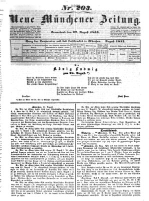 Neue Münchener Zeitung (Süddeutsche Presse) Samstag 27. August 1853