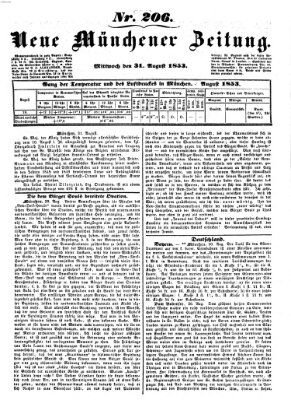 Neue Münchener Zeitung (Süddeutsche Presse) Mittwoch 31. August 1853