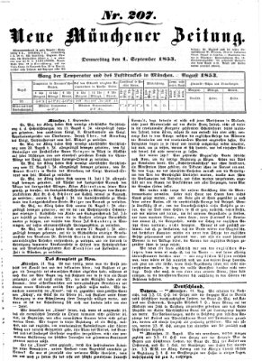 Neue Münchener Zeitung (Süddeutsche Presse) Donnerstag 1. September 1853