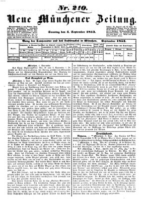 Neue Münchener Zeitung (Süddeutsche Presse) Sonntag 4. September 1853