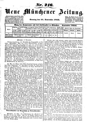 Neue Münchener Zeitung (Süddeutsche Presse) Sonntag 11. September 1853