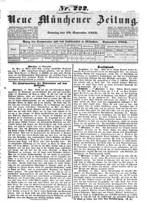 Neue Münchener Zeitung (Süddeutsche Presse) Sonntag 18. September 1853