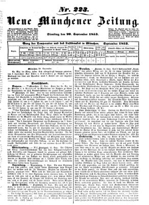 Neue Münchener Zeitung (Süddeutsche Presse) Dienstag 20. September 1853