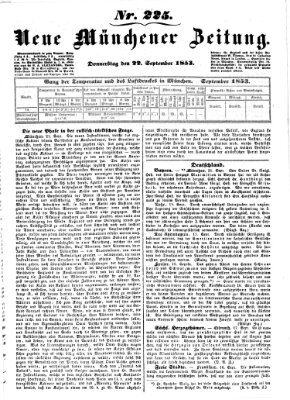 Neue Münchener Zeitung (Süddeutsche Presse) Donnerstag 22. September 1853