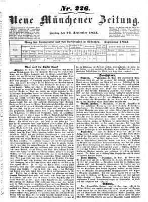 Neue Münchener Zeitung (Süddeutsche Presse) Freitag 23. September 1853