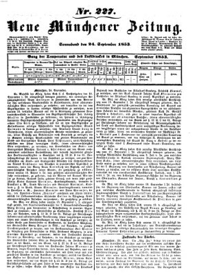 Neue Münchener Zeitung (Süddeutsche Presse) Samstag 24. September 1853