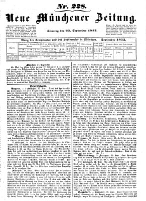 Neue Münchener Zeitung (Süddeutsche Presse) Sonntag 25. September 1853