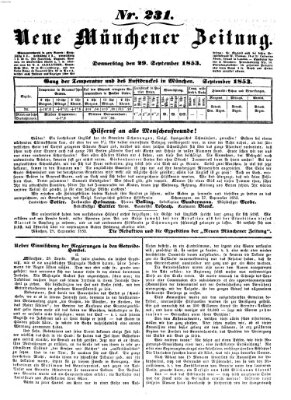 Neue Münchener Zeitung (Süddeutsche Presse) Donnerstag 29. September 1853