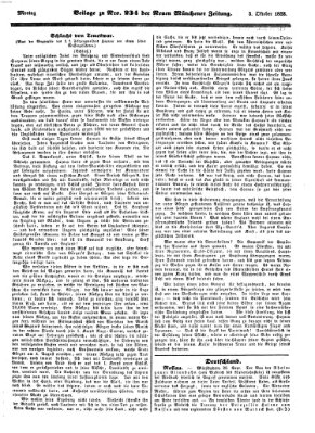 Neue Münchener Zeitung (Süddeutsche Presse) Montag 3. Oktober 1853