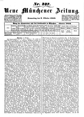 Neue Münchener Zeitung (Süddeutsche Presse) Donnerstag 6. Oktober 1853