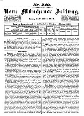 Neue Münchener Zeitung (Süddeutsche Presse) Sonntag 9. Oktober 1853