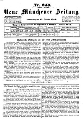 Neue Münchener Zeitung (Süddeutsche Presse) Donnerstag 13. Oktober 1853