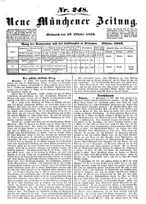 Neue Münchener Zeitung (Süddeutsche Presse) Mittwoch 19. Oktober 1853